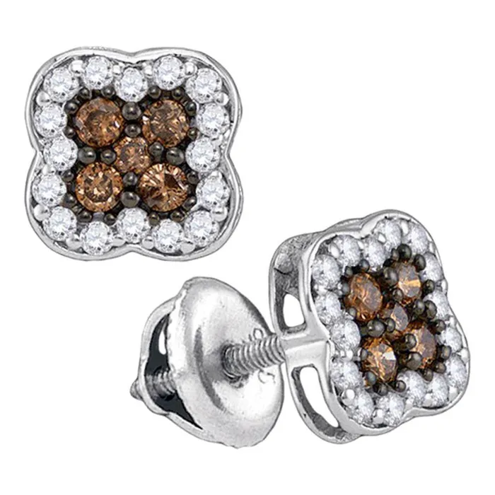 gndatlanta Earrings 14k White Gold Brown Diamond Square Cluster Earrings 12 Cttw gndatlanta Earrings 14k White Gold Brown Diamond Square Cluster Earrings 12 Cttw