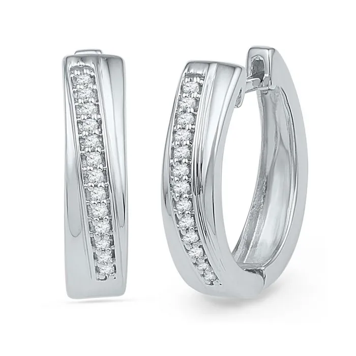 gndatlanta Earrings 14k White Gold Round Diamond Single Row Hoop Earrings 16 Cttw gndatlanta Earrings 14k White Gold Round Diamond Single Row Hoop Earrings 16 Cttw