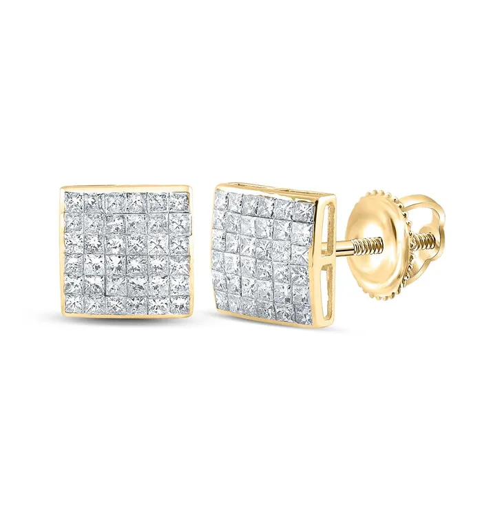 gndatlanta Earrings 14k Yellow Gold Princess Diamond Square Earrings 112 Cttw gndatlanta Earrings 14k Yellow Gold Princess Diamond Square Earrings 112 Cttw