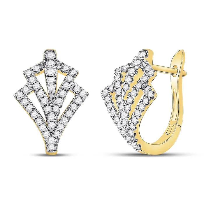 gndatlanta Earrings 14k Yellow Gold Round Diamond Hoop Earrings 12 Cttw gndatlanta Earrings 14k Yellow Gold Round Diamond Hoop Earrings 12 Cttw