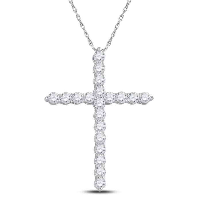 gndatlanta Necklaces 14k White Gold Round Diamond Cross Pendant 112 Cttw gndatlanta Necklaces 14k White Gold Round Diamond Cross Pendant 112 Cttw