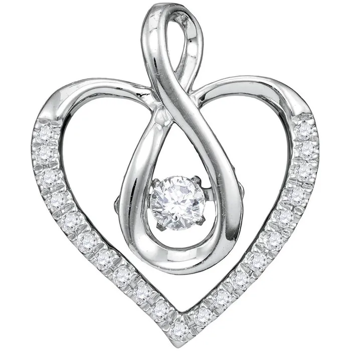 gndatlanta Necklaces 14k White Gold Round Diamond Moving Heart Pendant 15 Cttw gndatlanta Necklaces 14k White Gold Round Diamond Moving Heart Pendant 15 Cttw
