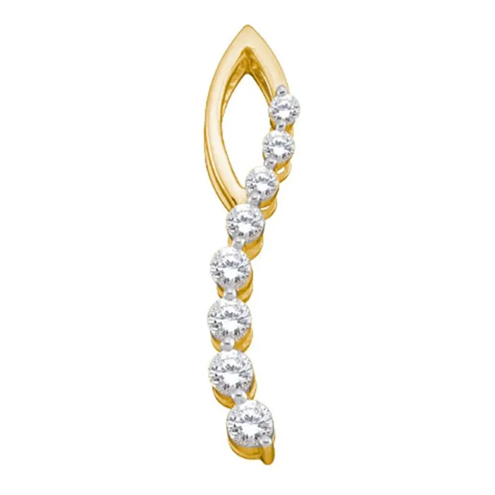 gndatlanta Necklaces 14k Yellow Gold Round Diamond Journey Pendant 12 Cttw gndatlanta Necklaces 14k Yellow Gold Round Diamond Journey Pendant 12 Cttw