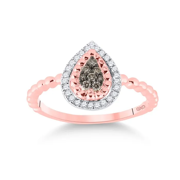 gndatlanta Rings 10k Rose Gold Round Brown Diamond Teardrop Ring 15 Cttw gndatlanta Rings 10k Rose Gold Round Brown Diamond Teardrop Ring 15 Cttw