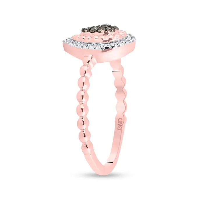 gndatlanta Rings 10k Rose Gold Round Brown Diamond Teardrop Ring 15 Cttw