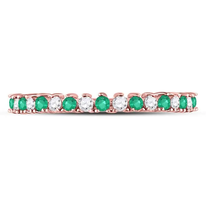 gndatlanta Rings 10k Rose Gold Round Emerald Diamond Stackable Band Ring 15 Cttw gndatlanta Rings 10k Rose Gold Round Emerald Diamond Stackable Band Ring 15 Cttw
