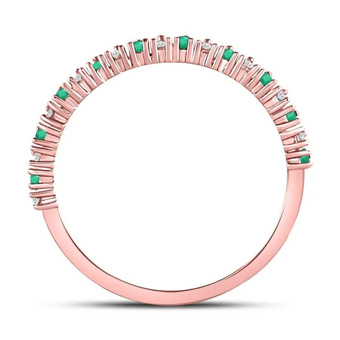 gndatlanta Rings 10k Rose Gold Round Emerald Diamond Stackable Band Ring 15 Cttw
