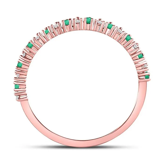 gndatlanta Rings 10k Rose Gold Round Emerald Diamond Stackable Band Ring 15 Cttw