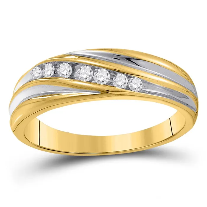 gndatlanta Rings 10k Twotone Gold Round Diamond Wedding Band Ring 16 Cttw