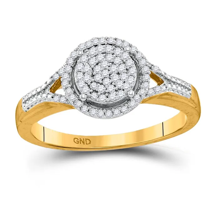 gndatlanta Rings 10k Yellow Gold Round Diamond Circle Cluster Ring 15 Cttw gndatlanta Rings 10k Yellow Gold Round Diamond Circle Cluster Ring 15 Cttw