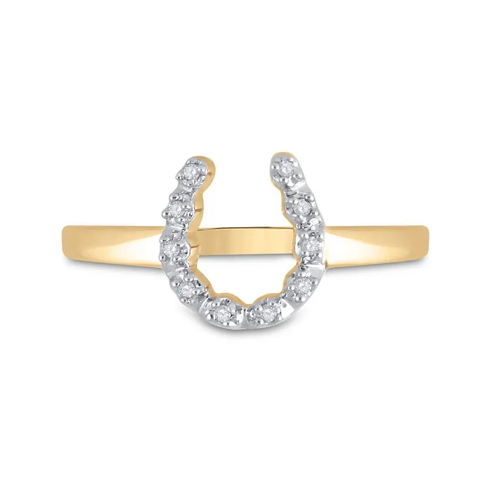 gndatlanta Rings 10k Yellow Gold Round Diamond Lucky Horseshoe Ring 120 Cttw gndatlanta Rings 10k Yellow Gold Round Diamond Lucky Horseshoe Ring 120 Cttw
