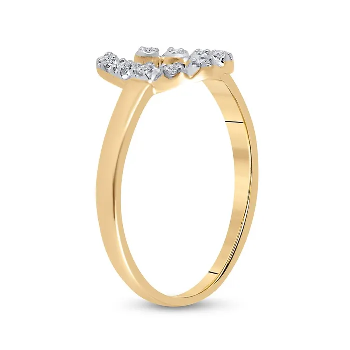 gndatlanta Rings 10k Yellow Gold Round Diamond Lucky Horseshoe Ring 120 Cttw