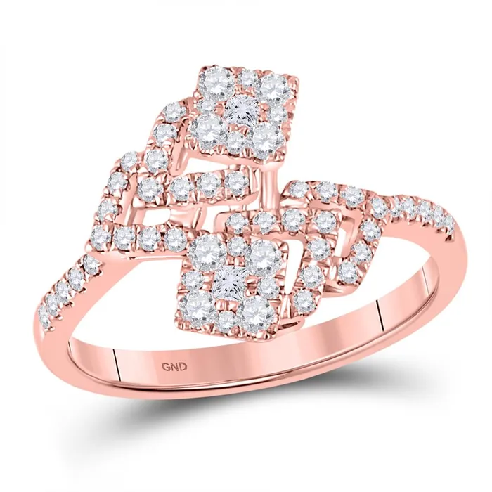 gndatlanta Rings 14k Rose Gold Round Diamond Fashion Ring 12 Cttw