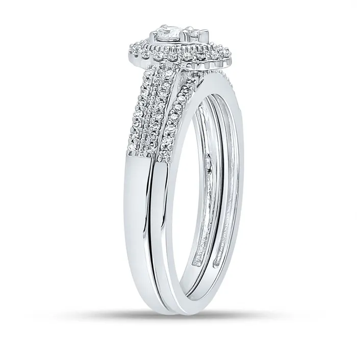 gndatlanta Rings 14k White Gold Round Diamond Bridal Wedding Ring Set 13 Cttw