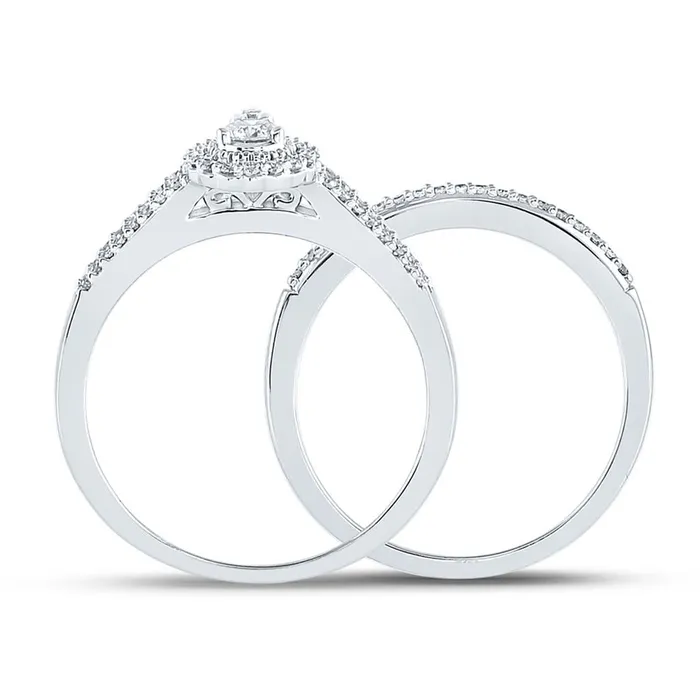 gndatlanta Rings 14k White Gold Round Diamond Bridal Wedding Ring Set 13 Cttw