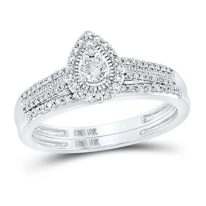 gndatlanta Rings 14k White Gold Round Diamond Bridal Wedding Ring Set 13 Cttw