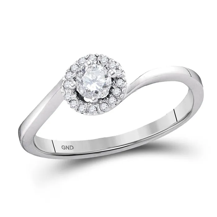 gndatlanta Rings 14k White Gold Round Diamond Solitaire Halo Bridal Engagement Ring 14 Cttw gndatlanta Rings 14k White Gold Round Diamond Solitaire Halo Bridal Engagement Ring 14 Cttw