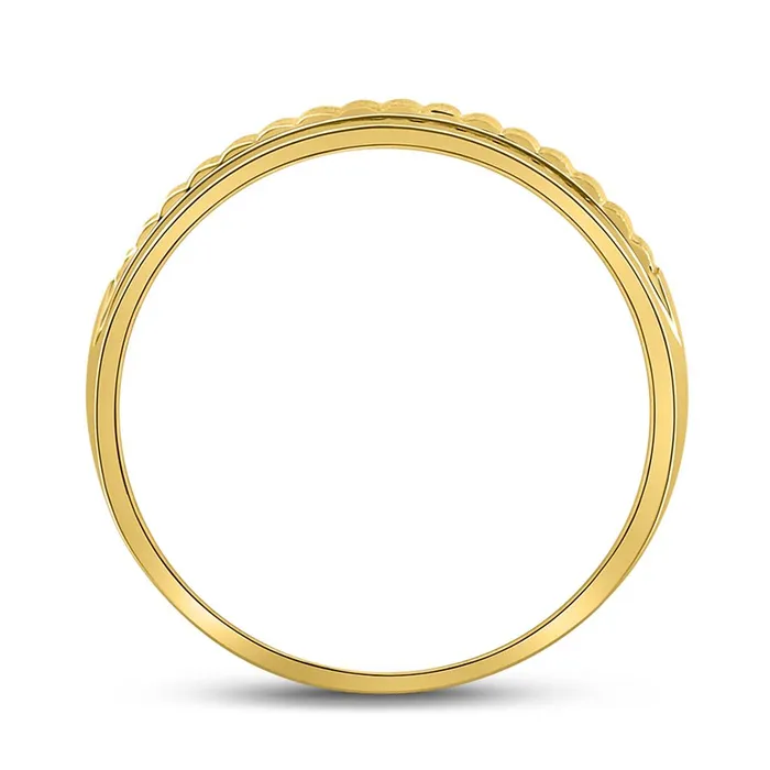 gndatlanta Rings 14k Yellow Gold Round Diamond Double Row Matte Textured Wedding Band Ring 13 Cttw