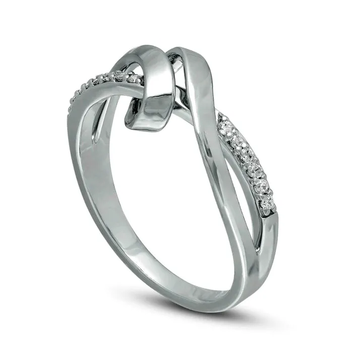 Goldia 010 CT TW Natural Diamond Ribbon Overlay Ring in Solid 10K White Gold Rings Goldia 010 CT TW Natural Diamond Ribbon Overlay Ring in Solid 10K White Gold Rings