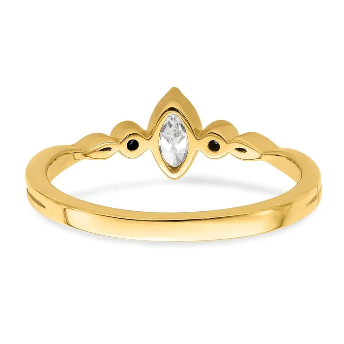 Goldia 024ct CZ Solid Real 14k Polish Petite Beaded Edge Marquise Complete Dia Ring Rings
