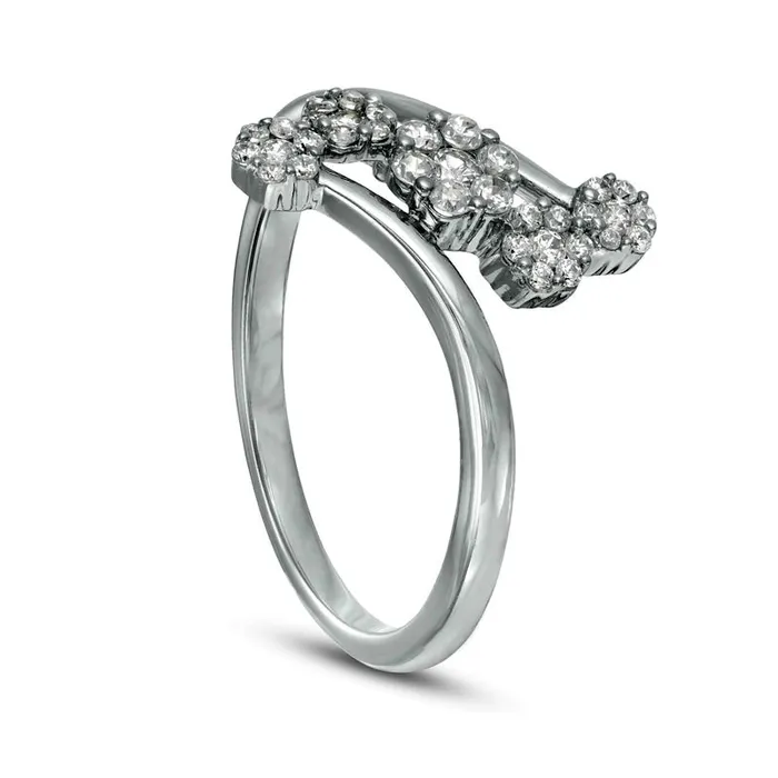 Goldia 033 CT TW Composite Natural Diamond Five Stone Bypass Ring in Solid 10K White Gold Rings Goldia 033 CT TW Composite Natural Diamond Five Stone Bypass Ring in Solid 10K White Gold Rings