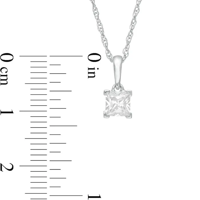 Goldia 05 CT PrincessCut Natural Clarity Enhanced Solitaire Pendant in 10K White Gold Necklaces Goldia 05 CT PrincessCut Natural Clarity Enhanced Solitaire Pendant in 10K White Gold Necklaces