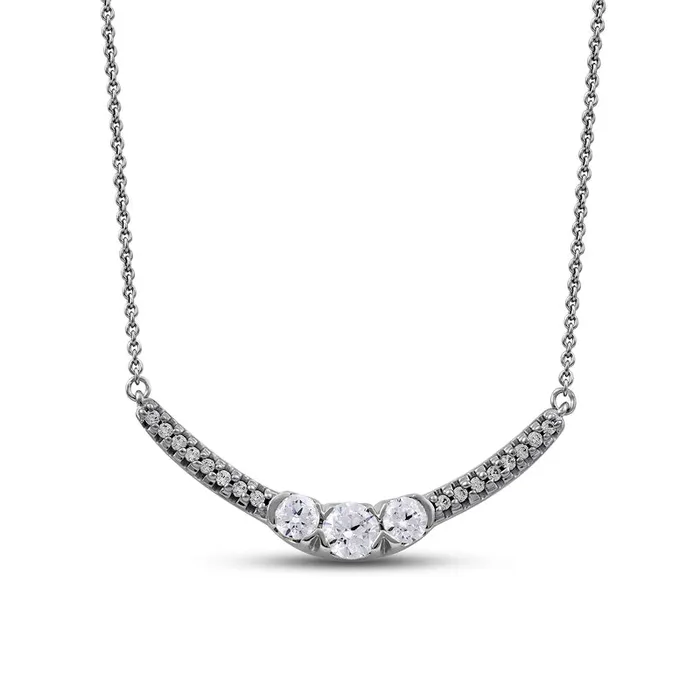 Goldia 05 CT TW Natural Diamond Curved Bar Necklace in 10K White Gold Necklaces Goldia 05 CT TW Natural Diamond Curved Bar Necklace in 10K White Gold Necklaces