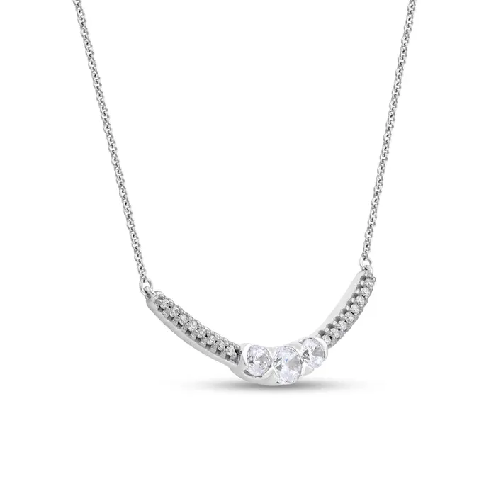Goldia 05 CT TW Natural Diamond Curved Bar Necklace in 10K White Gold Necklaces Goldia 05 CT TW Natural Diamond Curved Bar Necklace in 10K White Gold Necklaces