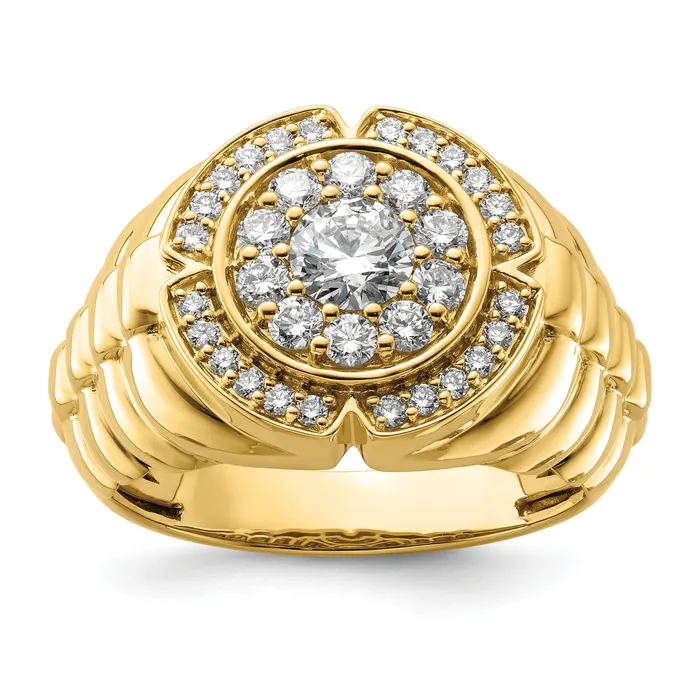 Goldia 10k Yellow Gold 1 15 Ct Lab Grown Diamond VSSI G Mens Cluster Ring Rings