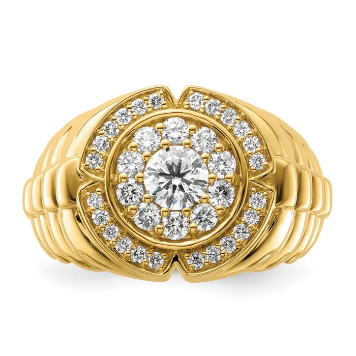 Goldia 10k Yellow Gold 1 15 Ct Lab Grown Diamond VSSI G Mens Cluster Ring Rings