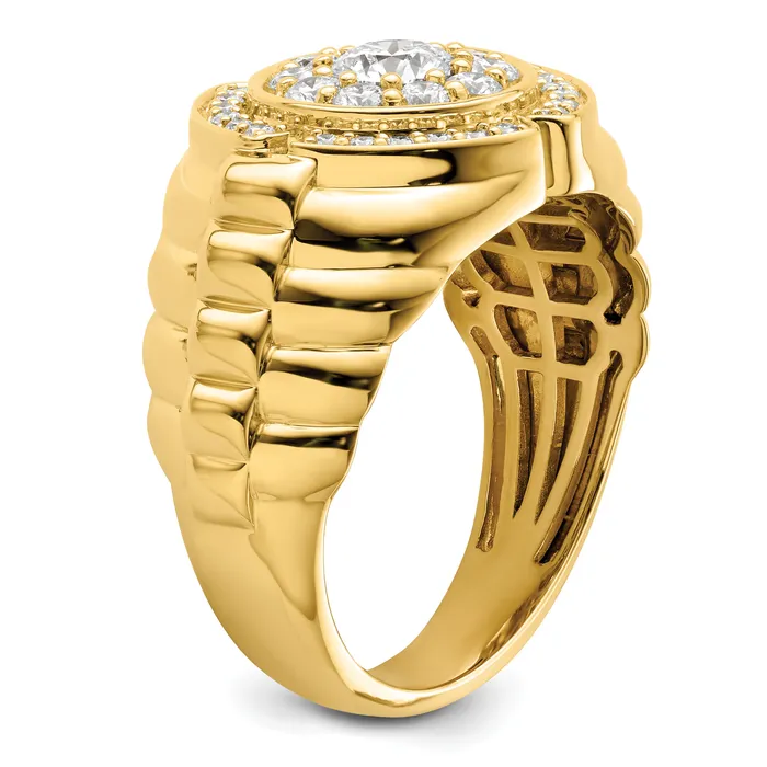 Goldia 10k Yellow Gold 1 15 Ct Lab Grown Diamond VSSI G Mens Cluster Ring Rings