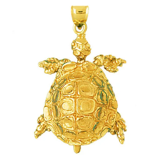 Goldia 14K Gold Moveable 3D Sea Turtle Pendant Necklaces