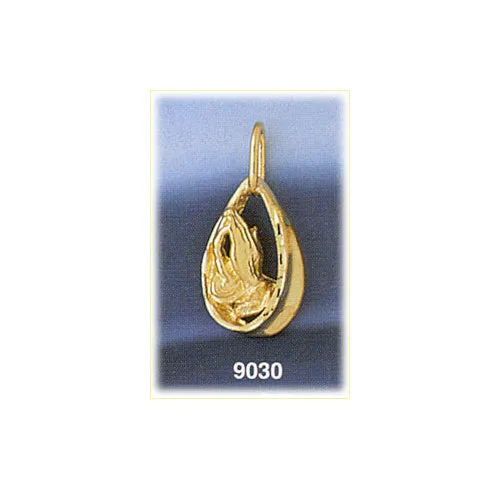 Goldia 14K Gold Praying Hands Encircled Pendant PreStyled Sets