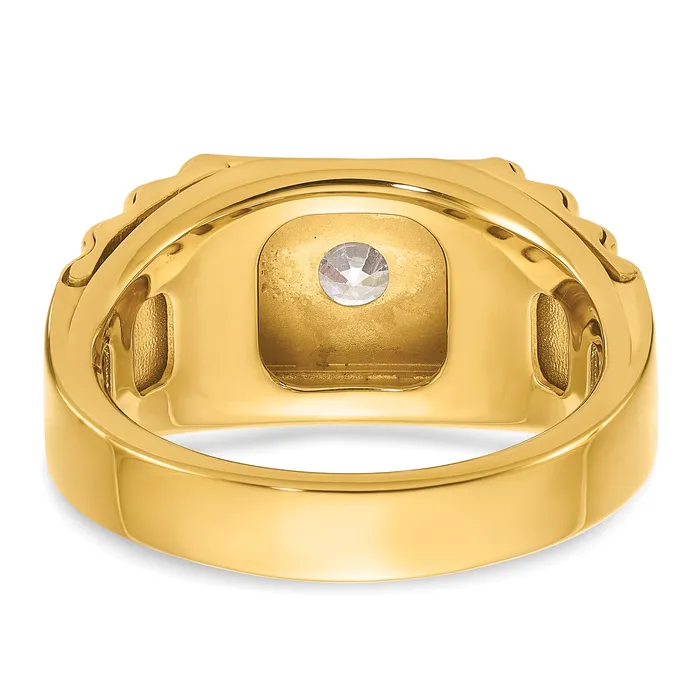 Goldia 14k TwoTone 1 Ct Lab Grown Diamond VSSI G Polished and Ribbed Mens Ring Rings