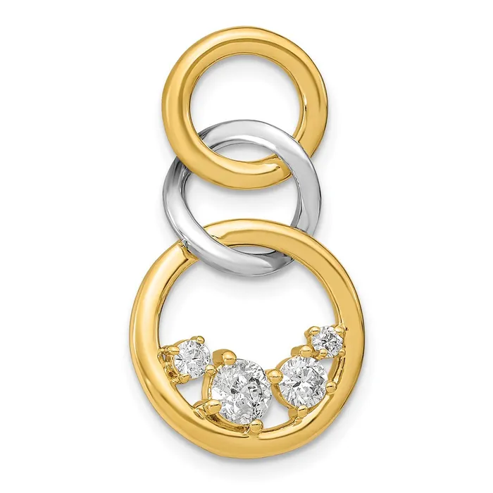 Goldia 14k TwoTone Gold Polished Real Diamond Triple Circle Chain Slide Rings Goldia 14k TwoTone Gold Polished Real Diamond Triple Circle Chain Slide Rings