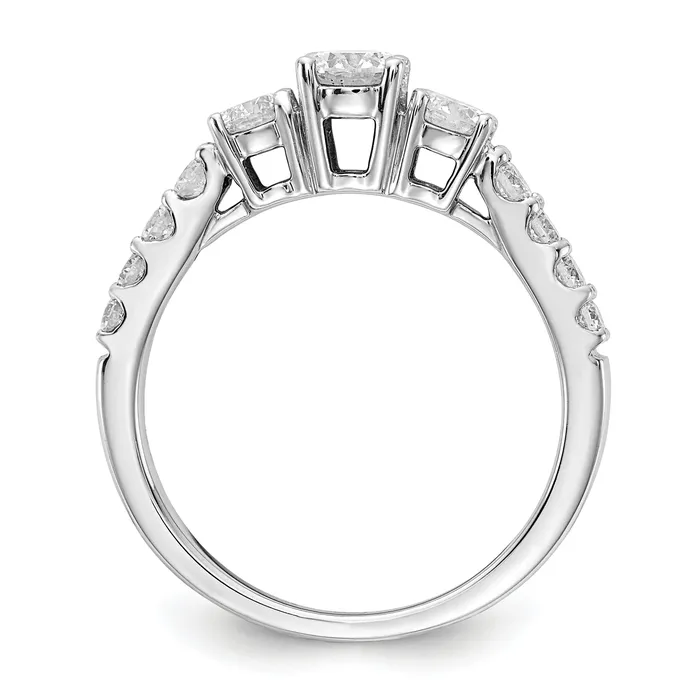 Goldia 14k White Gold 1 Ct Lab Grown Diamond VSSI G Round Three Stone Engagement Ring Rings