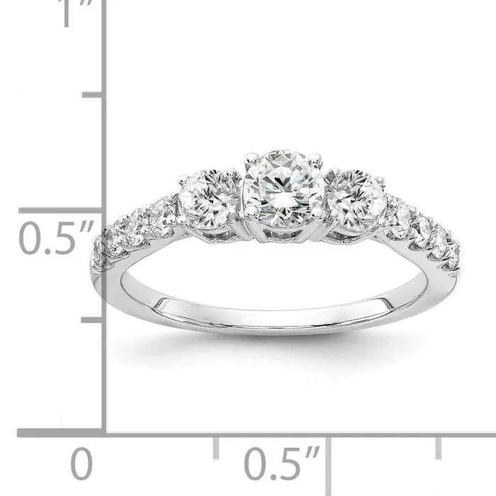Goldia 14k White Gold 1 Ct Lab Grown Diamond VSSI G Round Three Stone Engagement Ring Rings