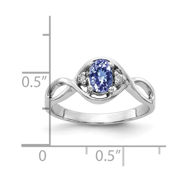 Goldia 14k White Gold 6x4mm Oval Tanzanite AAA Diamond ring Rings