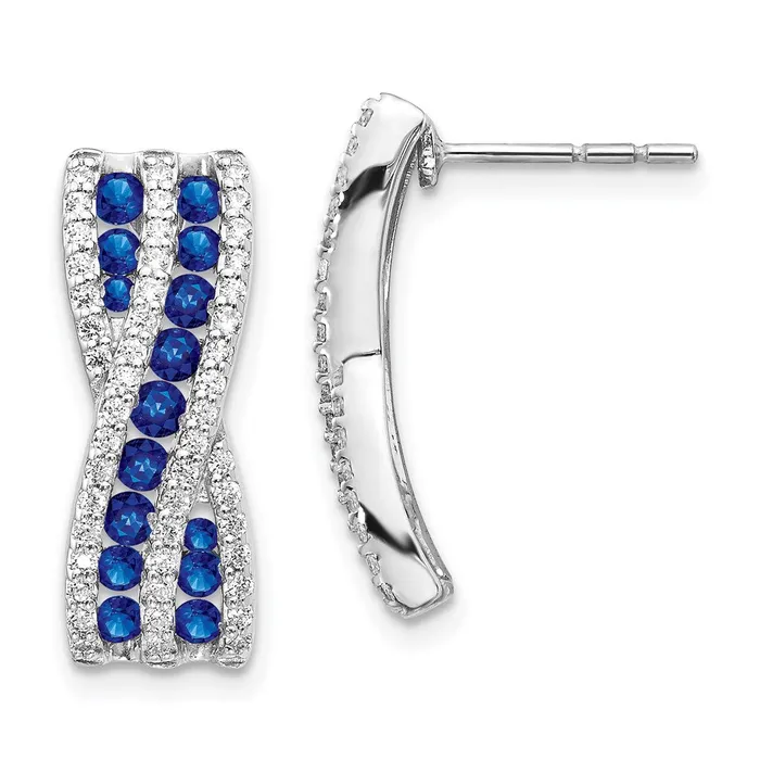 Goldia 14k White Gold Real Diamond and Sapphire Fancy Earrings Earrings