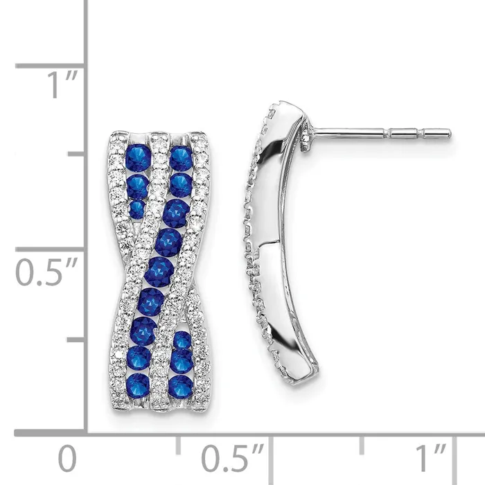 Goldia 14k White Gold Real Diamond and Sapphire Fancy Earrings Earrings