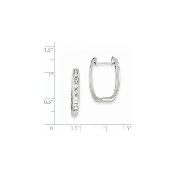 Goldia 14k White Gold Real Diamond Square Hoop Earrings Earrings