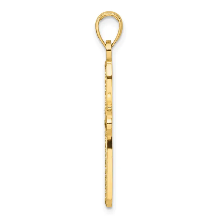 Goldia 14k Yellow Gold Polished Textured Fancy Cross Pendant Necklaces