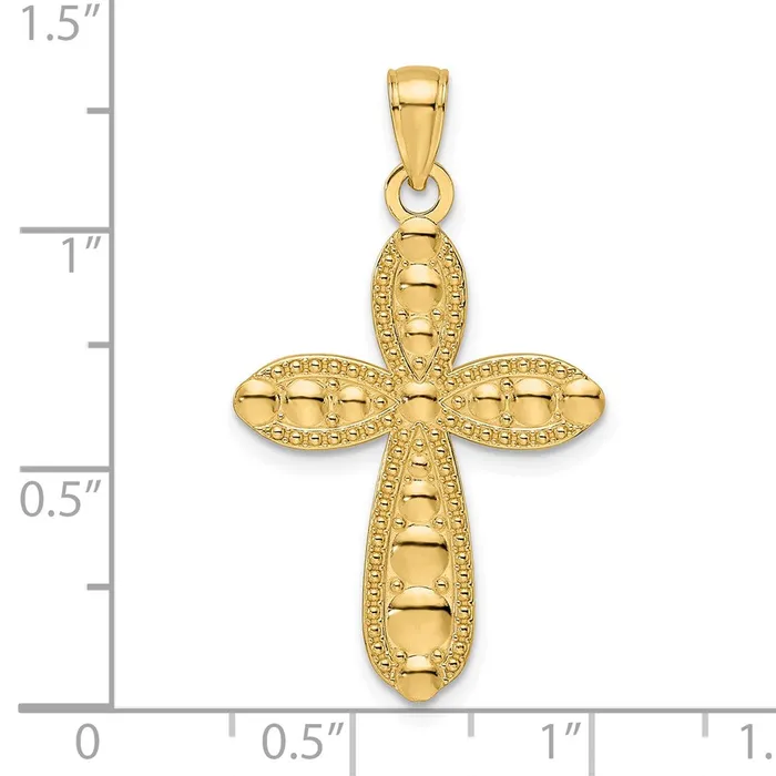 Goldia 14k Yellow Gold Polished Textured Fancy Cross Pendant Necklaces
