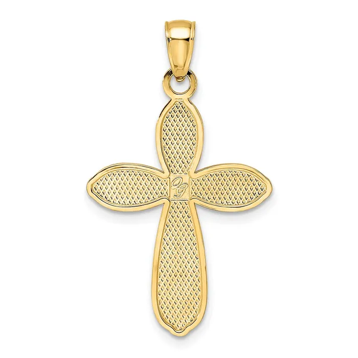 Goldia 14k Yellow Gold Polished Textured Fancy Cross Pendant Necklaces