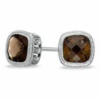 Goldia 60mm CushionCut Smoky Quartz Earrings in Sterling Silver Earrings