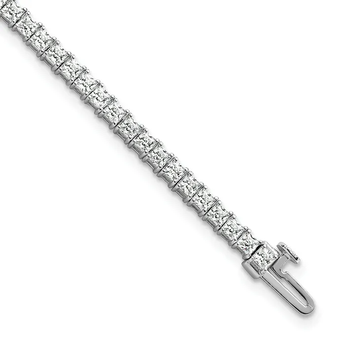 Goldia Bracelets 14k White Gold 5 Ct Lab Grown Diamond VSSI G Princess Tennis Bracelet Goldia Bracelets 14k White Gold 5 Ct Lab Grown Diamond VSSI G Princess Tennis Bracelet