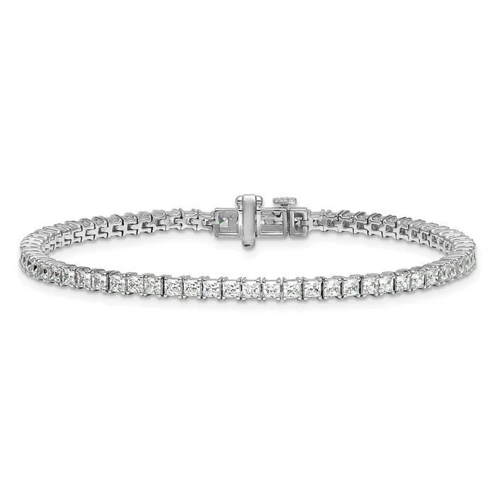 Goldia Bracelets 14k White Gold 5 Ct Lab Grown Diamond VSSI G Princess Tennis Bracelet