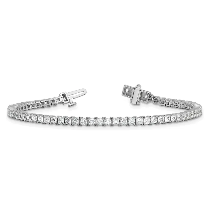 Goldia Bracelets 14k White Gold 5 Ct Lab Grown Diamond VSSI G Princess Tennis Bracelet