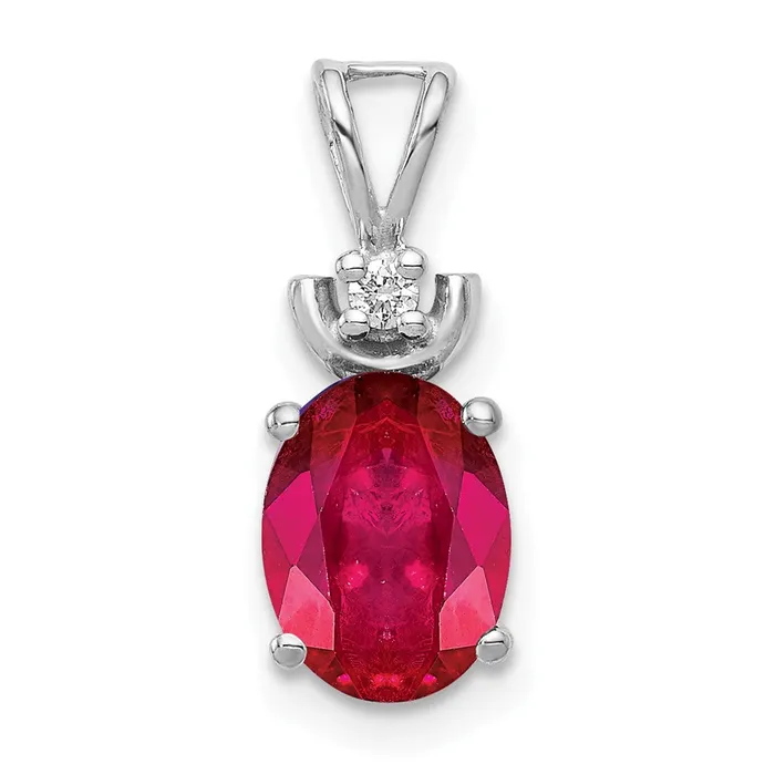 goldiaca 14k White Gold 8x6mm Oval Ruby AA Diamond Pendant Necklaces goldiaca 14k White Gold 8x6mm Oval Ruby AA Diamond Pendant Necklaces
