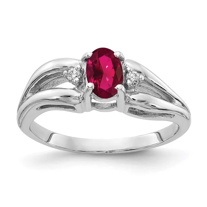goldiaca Rings 14k White Gold 6x4mm Oval Created Ruby A Real Diamond ring